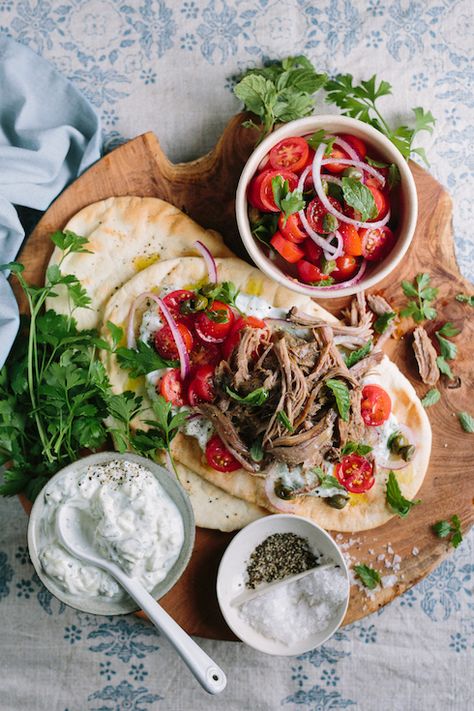 Lamb Pita, Lamb Sandwich, Pulled Lamb, Lamb Gyros, Rosemary Salt, Slow Roast Lamb, Lamb Steaks, Tzatziki Recipes, Gastro Pubs