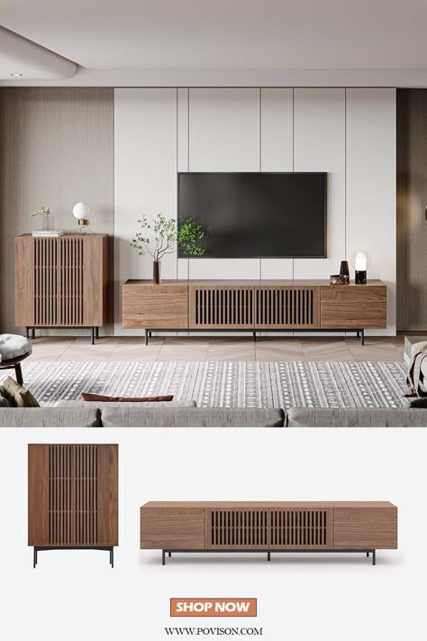 Living Tv Console, Living Room Tv Stand Ideas, Tv Set Up Living Room, Minimalist Tv Console, Tv Console Ideas Living Rooms, Minimalist Credenza, Contemporary Tv Unit, Console Tv Unit, Tv Console Furniture