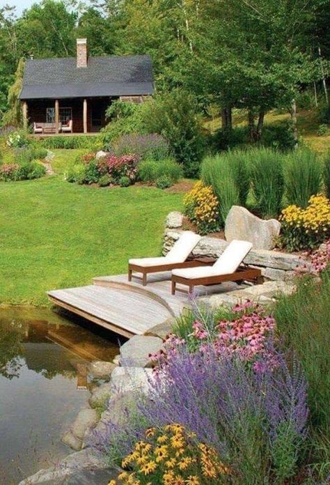 Swim Pond, Front Fence, Meditation Garden, Garden Ideas Cheap, Pond Landscaping, Home Garden Design, Landscaping Tips, Garden Landscape Design, Diy Landscaping