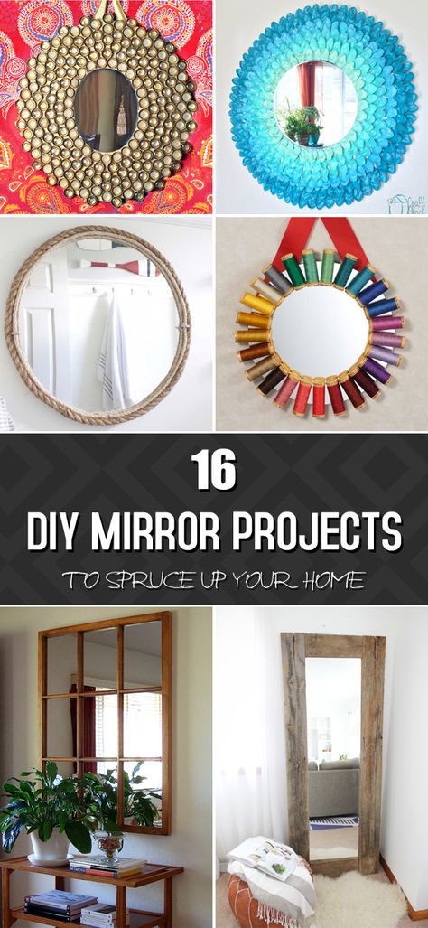 16 Amazing DIY Mirror Projects To Spruce Up Your Home Craft Mirror Ideas Projects, Diy Square Mirror Frame Ideas, Square Mirror Wall Decor Diy, Mirror Craft Ideas, Diy Square Mirror, Square Mirror Ideas Diy, Diy Mirror Frame Decoration, Decorated Mirror Diy, Easy Diy Mirror Frame