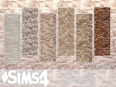 [TS4] Stone walls Found in TSR Category 'Sims 4 Walls' Sims 4 Cc Brick Wallpaper, Sims 4 Cc Walls, Sims 4 Cc Furniture Living Rooms, Mod Wall, Sims 4 Cas Mods, Mod Furniture, Sims 4 Bedroom, Sims 4 House Building, Sims 4 House Design