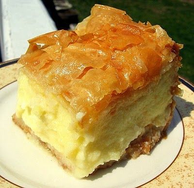 Galaktoboureko Recipe, Greek Baklava, Greek Pastries, Greek Sweets, Greek Desserts, Greek Cooking, Mexican Dessert, Greek Dishes, A Piece Of Cake