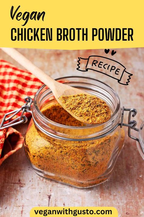 Homemade Vegan Chicken Broth Powder Vegetarian Chicken Broth, Raspberry Salsa Recipe, Vegan Chicken Broth, Bouillon Recipe, Bouillon Powder, Bowl Recipes Easy, Hearty Food, Homemade Chipotle, 2 Ingredient Recipes