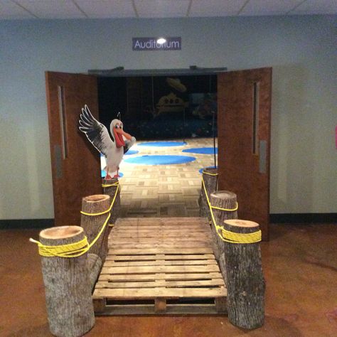 Scuba Vbs Entrance, Under Water Vbs Decorating Ideas, Crocodile Dock Vbs Decorations, Pier Decorating Ideas, Breaker Rock Beach Vbs 2024 Stage, Vbs Sea Theme, Rock Breaker Beach Vbs, Breaker Rock Beach Vbs 2024 Door Decorations, Set Sail Vbs Decorations