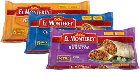 El Monterey El Monterey Burritos Recipes, Frozen Chimichanga, Burrito Packaging, Burritos Recipes, Grilled Cheese Waffles, Burrito Recipes, Frozen Burritos, Cheese Waffles, Breakfast Wraps