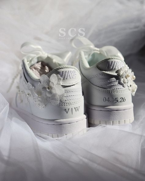 ✨ Exciting news! ✨ We’re thrilled to unveil our latest design: Bridal Nike Dunk Lows! We’re calling them “Flor Blanca” 🤍 After weeks of dedication, they’re finally here. Your requests for bridal Dunks have inspired us, and this is just the beginning of what we’ve been crafting behind the scenes. 👀 I can't wait for y’all to check them out! 😀 #nikedunklow #nike #nikeshoes #sneakers #wedding #weddingshoes #weddingsneakers #bride #bridetobe #brideshoes #bridalshoes #weddinginspiration Wedding Nikes, Bridal Nike, Sneakers Wedding, Bride Sneakers, Nike Dunk Lows, Bridal Sneakers, Dunk Lows, Wedding Sneakers, Bride Shoes