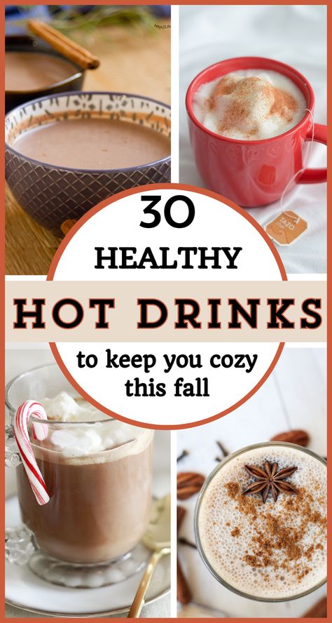 Are you looking for cozy fall drinks to keep you warm? You don’t need sugary hot chocolate! Here are 20 of the best healthy hot drinks to keep your insides cozy all season long! All are clean and refined-sugar free! You can be healthy and stay warm at the same time! Lots of coffee drinks and tea time recipes with a healthy spin! Lots of caffeine free option with these winter drinks! Cozy & healthy fall time drinks right here! Hygge Tea Time, Hot Bedtime Drinks, Warm Bedtime Drinks, Healthy Hot Tea Recipes, Different Kinds Of Coffee Drinks, Best Hot Tea Recipes, Pero Drink Recipes, Hot Tea Drinks Recipes, Healthy Sweet Tea