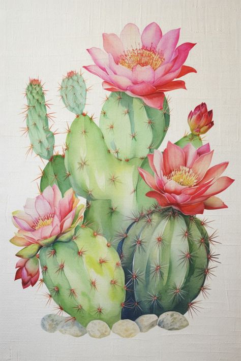 Transform your space with the calming allure of our Watercolor Cactus Print. This Southwestern-inspired art brings the beauty of the desert to your bedroom. Download and add a touch of green tranquility to your decor. 🌵✨ #CactusPrint #DesertDecorVibes Southwestern Paintings, Cactus Paintings, Cactus Printable, Cactus Art Print, Cactus Poster, Plant Poster, Learn Watercolor Painting, Flower Drawing Tutorials, Art Bedroom Wall