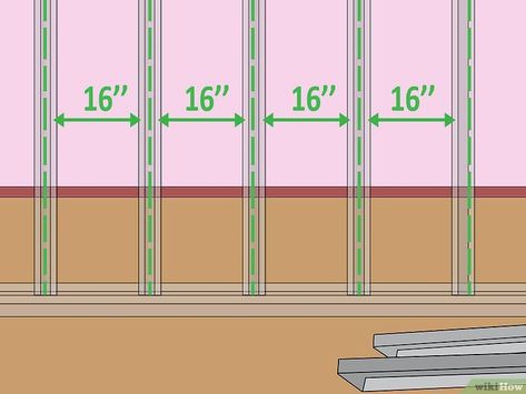 How to Install Metal Studs: 13 Steps (with Pictures) - wikiHow Mantle Remodel, Metal Stud Framing, Drywall Construction, Oriented Strand Board, Framing Construction, Drywall Installation, Steel Frame House, Tile Design Pattern, Steel Framing