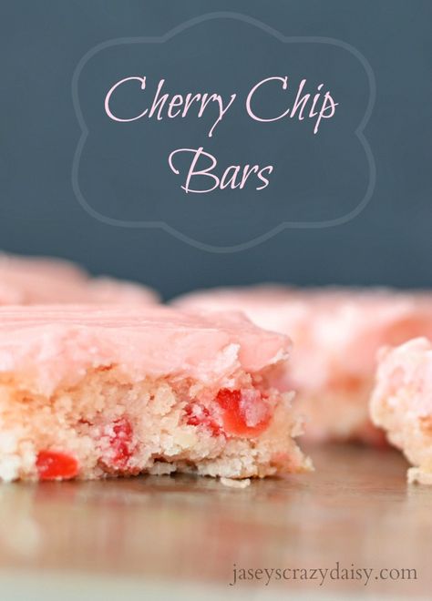 Cherry Chip Bars | Jasey's Crazy Daisy - These are AMAZING! Like the Cherry Chip Cake I remember from childhood, but all grown up and homemade! #cherrychip Cherry Chip Bars, Cherry Chip Desserts, Cherry Chip Recipes, Cherry Stuff, Cherry Chip Cake, Cow's Milk, Milk Dairy, Crazy Daisy, Cherry Recipes