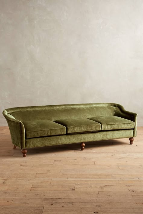 Slub Velvet Holloway Sofa - anthropologie.com Anthropologie Home, Velvet Couch, Settee Sofa, Green Sofa, Furniture Collections, Velvet Sofa, Settee, Beautiful Furniture, Upholstered Sofa