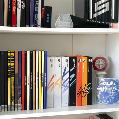 Kpop Albums Collection Aesthetic, Skz Album Collection, Kpop Merch Collection, Kpop Albums Aesthetic, Kpop Albums Collection, Kpop Album Collection, Kpop Aesthetic Room, Kpop Album Aesthetic, Kpop Merch Aesthetic