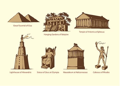 The Seven Wonders of the Ancient World - WorldAtlas Early Earth, Mausoleum At Halicarnassus, Zeus Statue, Lost Civilizations, Classical Studies, 7 Wonders Of The World, Ancient Civilisations, New Seven Wonders, Gardens Of Babylon