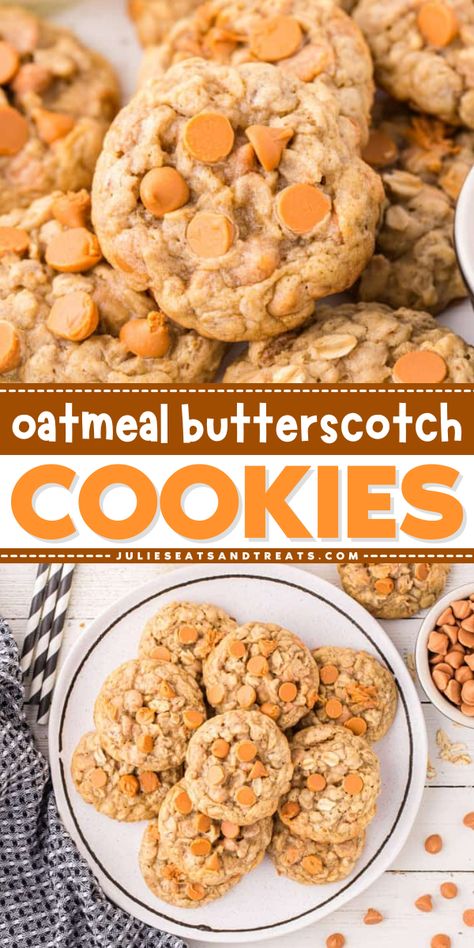 Sweet, chewy Oatmeal Butterscotch Cookies have a buttery, caramel-like flavor and are so easy to make. Stuff your cookie jar with these easy, homemade oatmeal cookies. Easy Butterscotch Cookies, Butterscotch Oatmeal Cookies, Butterscotch Oatmeal, Butterscotch Cookies Recipes, Homemade Oatmeal Cookies, Oatmeal Butterscotch, Foods Around The World, Oatmeal Butterscotch Cookies, Cultural Foods