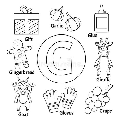 Illustration about Vector cute kids animal alphabet. Letter G. Set of cute cartoon illustrations. Coloring page. Illustration of activity, character, education - 134978104 Letter Gg Worksheet Preschool, G Letter Worksheet, Alphabet Coloring Book Free Printables, Letter G Coloring Sheet, Letter Gg Activities Preschool, Letter G Coloring Page, Letter Gg Worksheets, Letter G Worksheets For Preschool, G Activities For Preschool