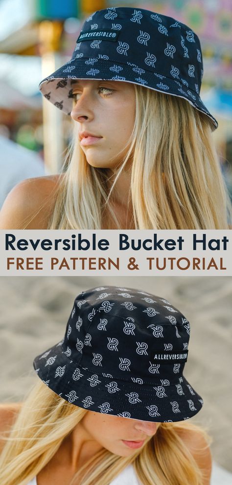 Reversible Bucket Hat Pattern & Tutorial Reversible Bucket Hat Pattern, Free Hat Sewing Patterns For Women, Bucket Hat Pattern Free Sewing, Diy Bucket Hat Free Pattern, Free Bucket Hat Sewing Pattern, Free Bucket Hat Pattern, Sew Hat, Bucket Hat Sewing Pattern, Bucket Hat Diy