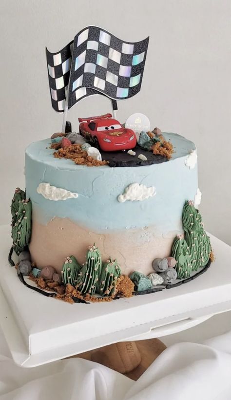 Cars Birthday Smash Cake, Easy Cars Cake, Tow Mater Birthday Cake, Cars Disney Birthday Cake, Race Car Birthday Party Cake, Cars Birthday Cake Simple, Cars First Birthday Cake, Simple Lightning Mcqueen Cake, Cars 2nd Birthday Party Cake