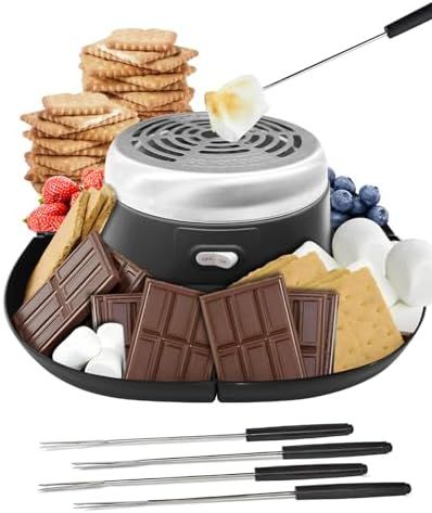 Indulge in the Delight of S'mores Anytime, Anywhere!

Transform your home into a cozy campfire setting with the Nostalgia Tabletop Indoor Electric S'mores Maker. This innovative appliance allows you to enjoy the classic treat of s'mores right in the comfort of your living room, making it an essential addition to your movie night supplies or any gathering with family and friends. Smores Table, Treehouse Decor, Smores Kit, Indoor Smores, Smores Maker, Smores Kits, Marshmallow Roasting Sticks, Cozy Campfire, Smart Kitchen