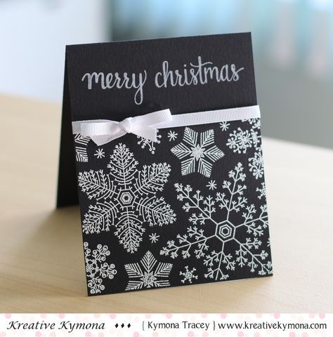 White Christmas Card, Diy Christmas Snowflakes, Christmas Snowflakes Decorations, September Challenge, Black And White Christmas, Homemade Birthday Cards, Snowflake Cards, Beautiful Christmas Cards, Homemade Christmas Cards