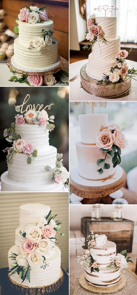 Wedding Facts, Simple Wedding Cakes, Cakes With Flowers, Wedding Cake Designs Simple, Ideas Matrimonio, Simple And Elegant Wedding, Wedding Cake Fresh Flowers, Pretty Wedding Cakes, Wedding Cake Pictures