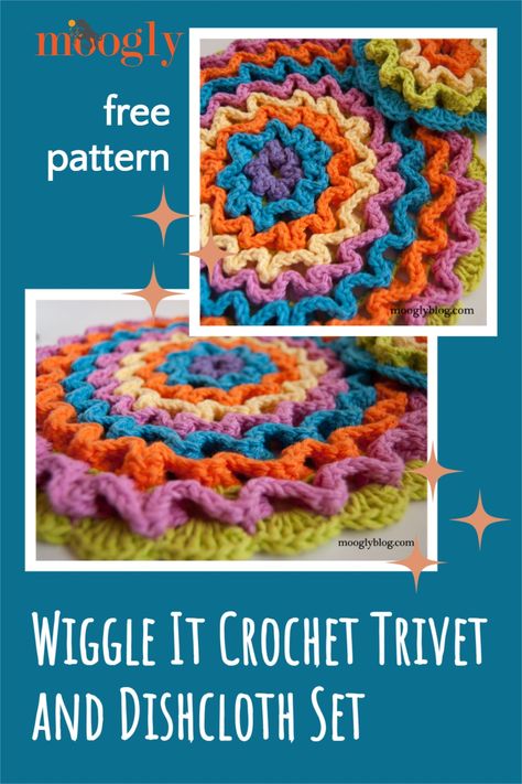 Wiggle Crochet Free Pattern, Squiggle Crochet, Crochet Trivet Free Pattern, Wiggle Crochet, Wiggly Crochet Patterns, Wiggly Crochet, Crochet Trivet, 3d Crochet, Kitchen Crochet