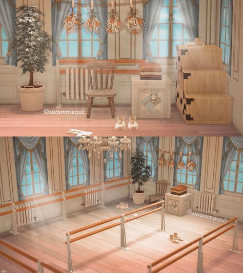 Practice Room, Ballet Studio, Dance Rooms, Happy Home Designer, Animal Crossing Villagers, Animal Crossing Pocket Camp, New Animal Crossing, Animal Crossing Game, Animal Crossing Qr