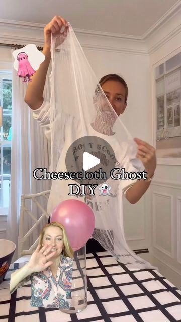 🦊 Gwyn’s Foxy Nest on Instagram: "DIY cheesecloth ghost 👻 for the perfect DIY Halloween decorations!   #falldecor #fallaesthetic #fallvibes #halloweendecorations #halloweendiy #gwynsfoxynest #diyghostdecor #diylightedghost #diyghost #halloweenlover #ghostlove #falllover #budgetfriendlydecor #budgetfriendlydiy #budgetfriendlyhomedecor #budgetfriendlyhalloweendecor #cheeseclothghosts #cheeseclothart #halloweentablescape #halloweentabledecor #halloweentabletopghost #halloweentablecenterpiece #halloweenghostdiy #halloweendiyideas #diyhalloweencrafts #diyhalloweendecorations #budgetfriendlydiy" Cheesecloth Ghost Diy, Cheesecloth Ghost, Halloween Table Centerpieces, Floating Balloons, Halloween Tablescape, Ghost Diy, Sheet Ghost, Ghost Lights, Halloween Table Decorations