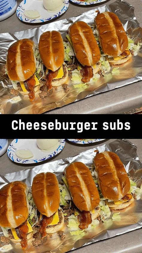 Cheeseburger subs - middleeastsector Hamburger Subs, Cheeseburger Subs Ground Beef, Chopped Burger Recipes, Chop Burger Recipe, Cheeseburger Subs, Hoagie Sandwiches, Field Meals, Soft Rolls, How To Make Hamburgers