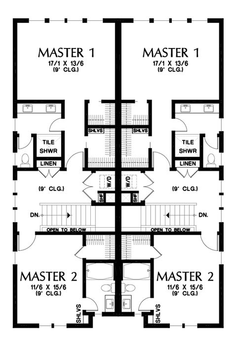 Plan 4048 - The Maplewood Modern Duplex House, Duplex House Plan, Single Garage, Duplex Floor Plans, Duplex Plans, Duplex Design, Townhouse Designs, Plans House, Duplex House Plans