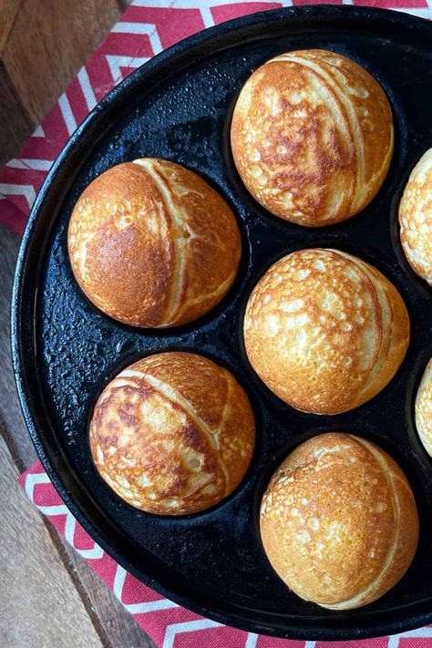 Aebleskiver (Danish Pancake Balls) Danish Pancake Balls, Aebleskiver Recipe, Ebelskiver Recipe, Pancake Balls, Danish Pancakes, Danish Food, Travel The World, Beignets, Meals For The Week