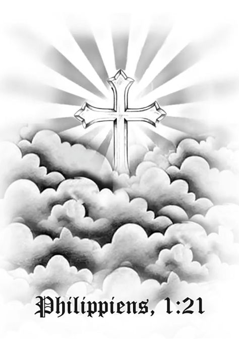 Tattoo Cloud Stencil, Cross And Sun Rays Tattoo, Cross And Clouds Tattoo, Cross Clouds Tattoo, Cross With Clouds Tattoo, Cloud Background Tattoo, Cloud Tattoo Stencil, Clouds Tattoo Stencil, Cross Tattoo Stencil