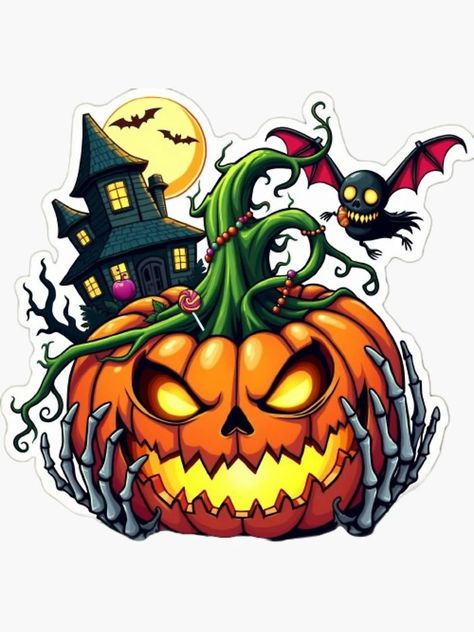 "Spooky Pumpkin Castle" Sticker for Sale by zendigiart | Redbubble Viking Style, Spooky Pumpkin, Halloween Stickers, Vikings, Castle, Halloween, For Sale