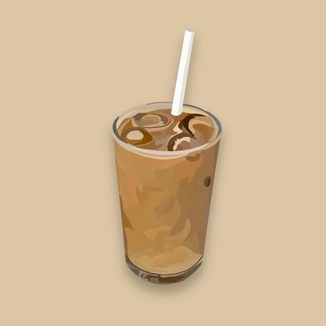 Iced Coffee Graphic, Ice Coffee Illustration, Iced Coffee Cartoon, Iced Coffee Painting, Aesthetic Barista, Drink Cartoon, Drink Illustration, Watercolor Food Illustration, Tea Wallpaper