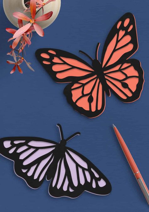 Free Butterfly SVG Files For Cricut And Silhouette Crafts - Persia Lou Free Butterfly Svg, Straw Decorations, Butterfly Mobile, Silhouette Curio, Butterfly Svg, Whimsical Wall Art, Butterfly Illustration, Butterflies Svg, Paper Butterfly