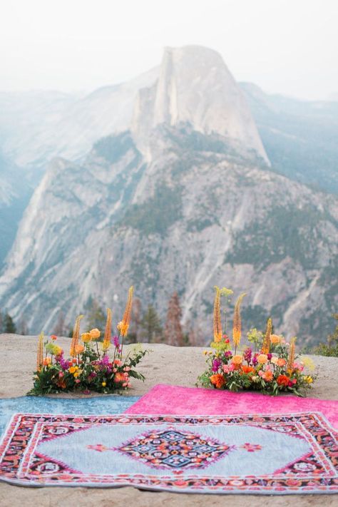 Yosemite Wedding | Kristine Herman Photography shoots wedding in Yosemite National Park | Fine Art Film Destination Wedding Photographer | See more at kristineherman.com/blog/bohemian-yosemite-elopement-shoot Elopement Shoot, Top Of A Mountain, Yosemite Elopement, Yosemite Wedding, Picnic Wedding, Artistic Wedding, Intimate Elopement, Yosemite Valley, Elopement Ideas