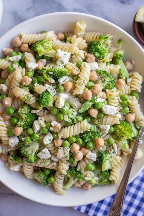 Pasta Salad With Broccoli, Pasta Salad Broccoli, Vegetarian Pasta Salads, Broccoli Pasta Salad Recipes, Pasta Salad Recipes With Broccoli, Pasta Broccoli Salad, Pasta Salad Feta, Broccoli Chickpea Salad, Pasta Salad With Feta