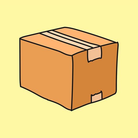 Cardboard Box Tattoo, Cardboard Box Illustration, Box Doodle, Box Drawing, Box Illustration, Doodle Clipart, Parcel Box, Moving Boxes, Cute Box