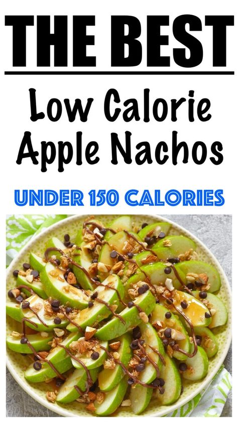 Low Calorie Apple Nachos Recipe Zero Calories Snacks, Healthy Apple Desserts Low Calories, Low Calorie Party Food, Zero Calorie Snacks, Apple Snacks Healthy, Low Calorie Granola, Granola Calories, Individual Recipes, Apple Nachos Recipe