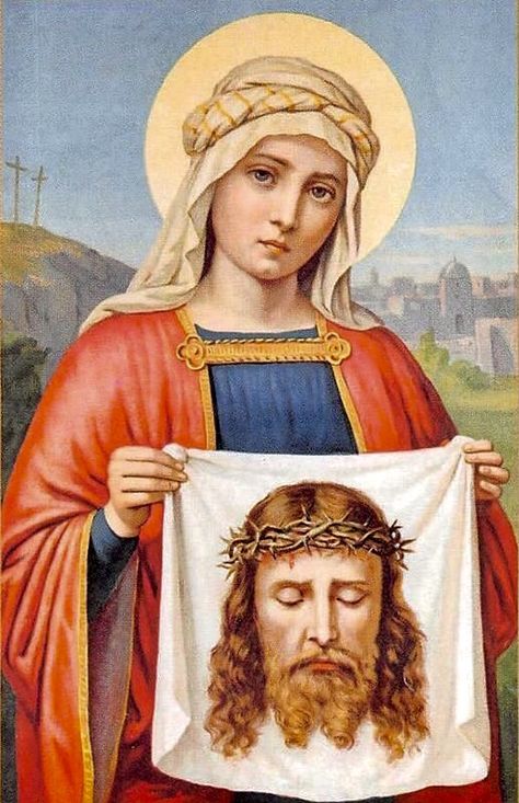 Nice Italy, Saint Veronica, Veil Of Veronica, St Veronica, Christian Cartoons, Friend Of God, Vintage Holy Cards, Church Icon, Best Of Italy