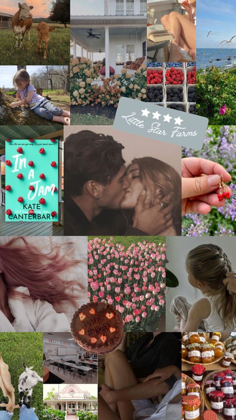 #inajam #katecanterbary In A Jam Kate Canterbary Aesthetic, In A Jam Kate Canterbary, Couples In Bookstores Aesthetic, Kat Barrell And Dominique, Bookish Collage Wallpaper, Bookish Collage Aesthetic, Romance Series Books, Good Romance Books, Collage Book