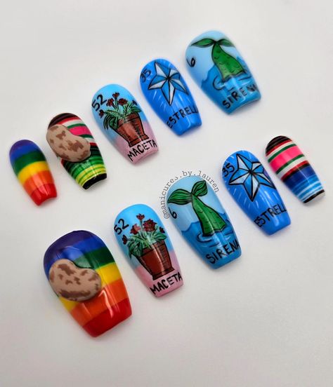 Loteria Nails, Gel X Tips, Mermaid Nails, Gel Top Coat, Black Liner, Star Nails, Nail Inspiration, Little Miss, Nail Artist