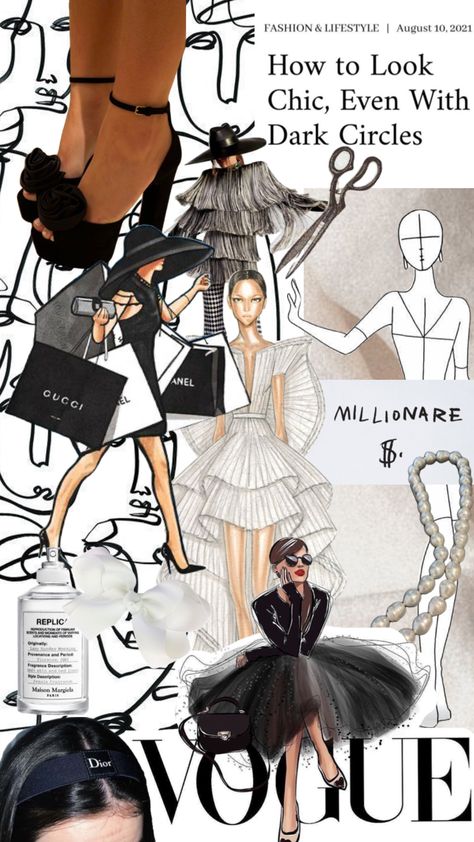 Fashion Designer Aesthetic Wallpaper, Fashion Portfolio Cover Page, Fashion Cover Design, Collage Fashion Illustration, Mood Board Illustration, Fashion Concept Board, Fashion Design Mood Board, Mood Board Fashion Inspiration, Fashion Design Inspiration Board