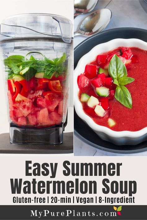 Cold Soup Recipes Summer, Soup Toppings, Watermelon Gazpacho Recipe, Chilled Soup Recipes, Watermelon Soup, Cold Soup Recipes, Stew And Dumplings, Fruit Soup, Gazpacho Recipe