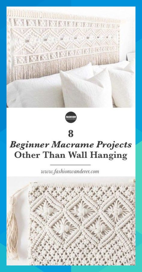 These 8 beginner macrame projects other than wall hanging is THE BEST! From plant hanger, headboard, chair to feather DIY simple and easy tutorial and instructions to follow. Love these patterns and knots. Perfect for modern decor ideas to try! Definitely pinning! #macrame #beginnermacrame #easymacrame #diy #crafts #tutorial #macramewallhanging #macrameprojects #diyproject #diyhomedecor #handmade #diycraftshome #homedecor #decor #reymundo13999 Beginner Macrame Projects, Diy Wall Hanging Crafts, Beginner Macrame, Tutorial Macramé, Feather Diy, Wine Bottle Diy Crafts, Wall Hanging Crafts, Wine Bottle Diy, Wall Hanging Diy