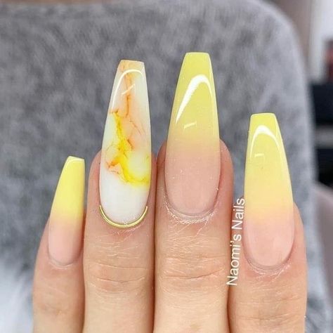 Yellow Ombre Nails, Fly Nails, Yellow Nail Art, Yellow Nails Design, Summer Acrylic, Yellow Marble, Holiday Nail, Her Nails, Ombre Nail Designs