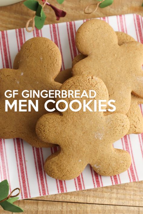 Gluten-free baking flour, butter, egg, sugar, and molasses are combined with ground ginger, cinnamon, nutmeg, and clove to make these Gluten Free Gingerbread Men Cookies. These ingredients come together to make soft, delicious, and perfectly spiced Christmas cookie treats for everyone. Check this out! Gluten Free Ginger Bread Men, Gluten Free Gingerbread Cookies Recipe, Gf Gingerbread, Gluten Free Gingerbread Men, Gluten Free Ginger Cookies, Icing For Gingerbread Cookies, Gingerbread Man Cookie Recipe, Healthy Gingerbread Cookies, Gluten Free Gingerbread Cookies