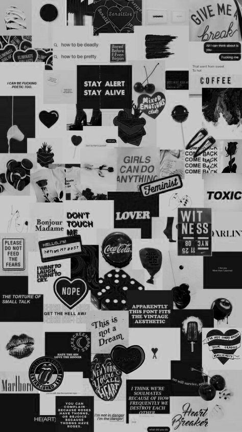 The Back, Black And White, Collage, Wall, White, Black