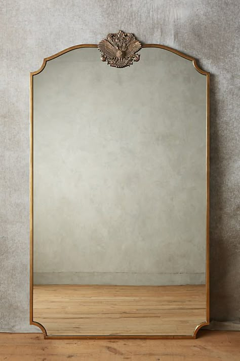 Adorned with a woodland-inspired figurine at its apex, this mirror brings a vintage-inspired touch to your home. | Wooded Manor Mirror by Anthropologie in Gold, Size: XS Victorian Mirror, Summer Deco, Vintage Mirrors, Design Websites, Wooden Shelf, Mirror Mirror On The Wall, Mirror On The Wall, Large Mirror, Mirror Designs