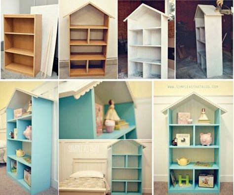 Dollhouse Bookshelf, Dollhouse Bookcase, Old Bookshelves, Diy Kids Furniture, Bookcase Diy, Diy Bebe, Woodworking For Kids, Diy Holz, Bookshelves Diy