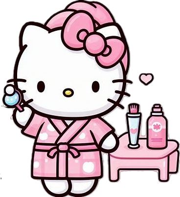 Hello Kitty Skincare Drawing, Hello Kitty Doing Skincare, Spa Cartoon, Hello Kitty Skincare, Night Reminder, Doing Skincare, Sanrio Halloween, Hello Kitty Imagenes, Kitty Clothes